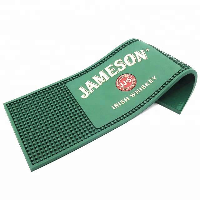 Custom Logo Promotion 3d Soft Pvc Rubber Drink Bar Rail Mat