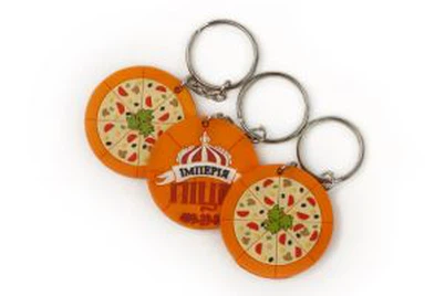 Bespoke 2D Pizza Food พวงกุญแจยาง PVC