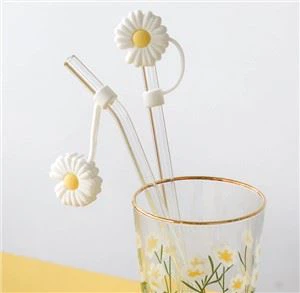 ฝากันฝุ่นฟางซิลิโคนฟาง Topper ดื่มฝาครอบกันฝุ่น